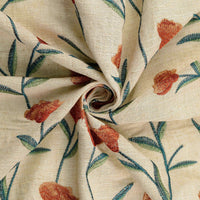 Barbara Viscose Linen Dressmaking Fabric - Terracotta Flowers